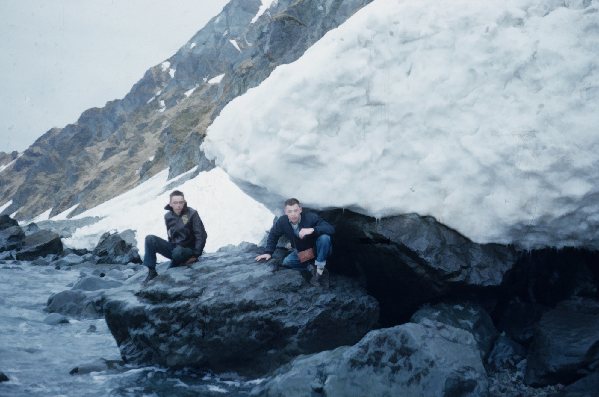Ice, rock, and ocean at Dutch Harbor