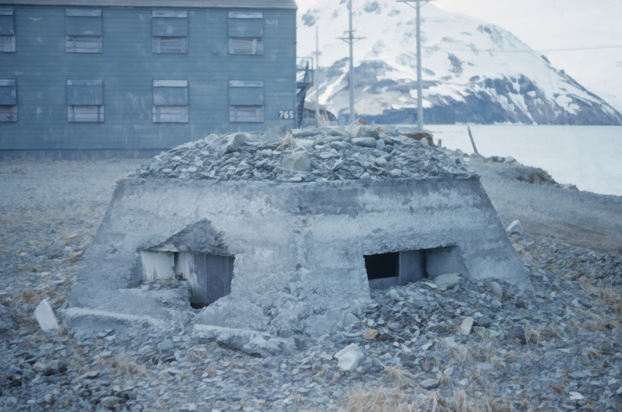A concrete fortification at Dutch Harbor