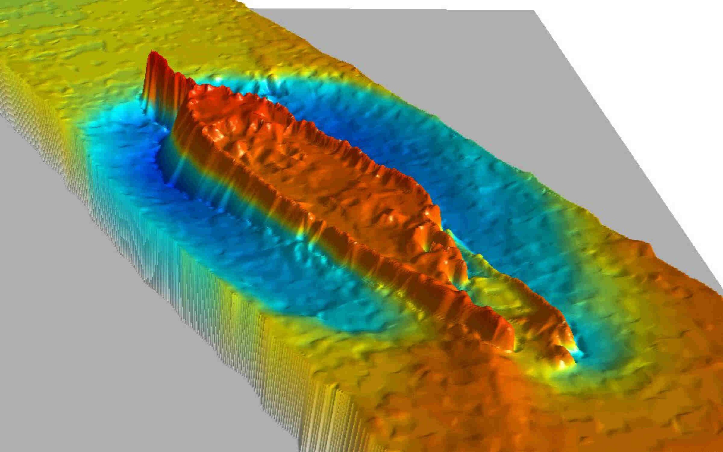 Multi-beam sonar image of ship wreck