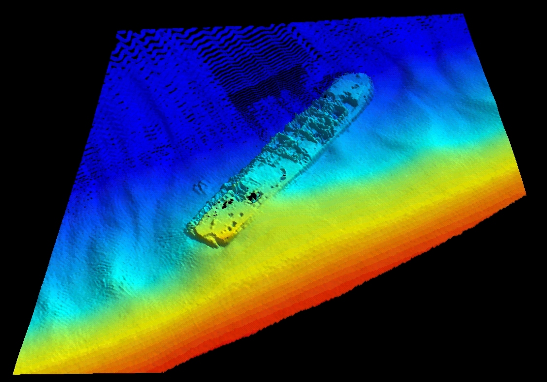 Multi-beam sonar image of ship wreck