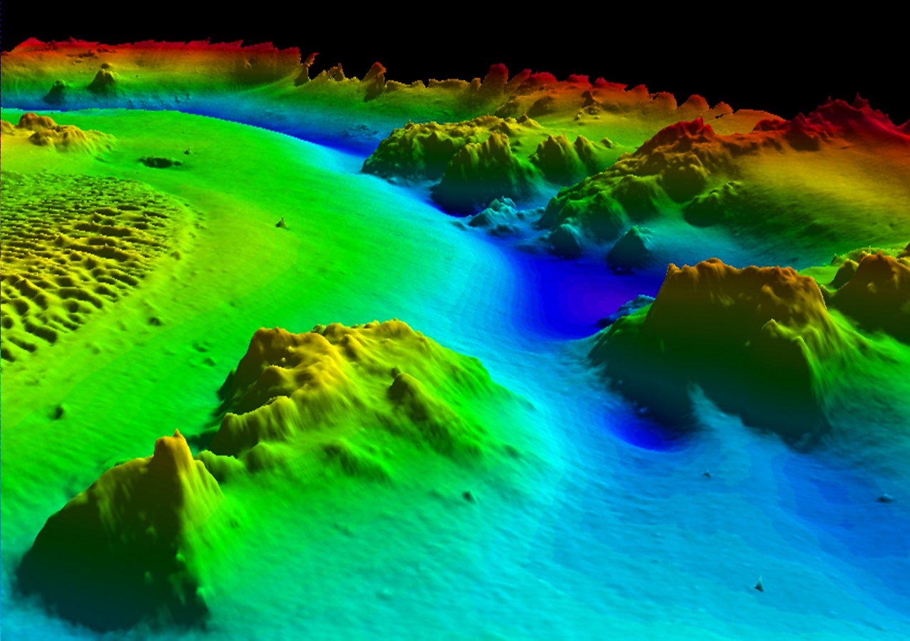 Multi-beam sonar image of entrance to Portsmouth Harbor, New Hampshire