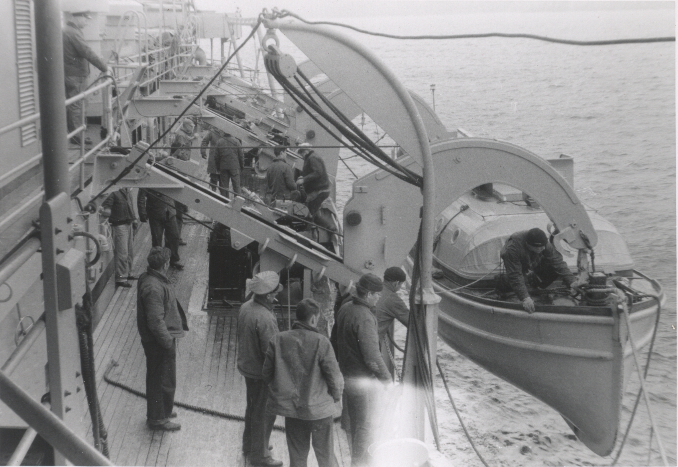 Preparing survey boat for launching