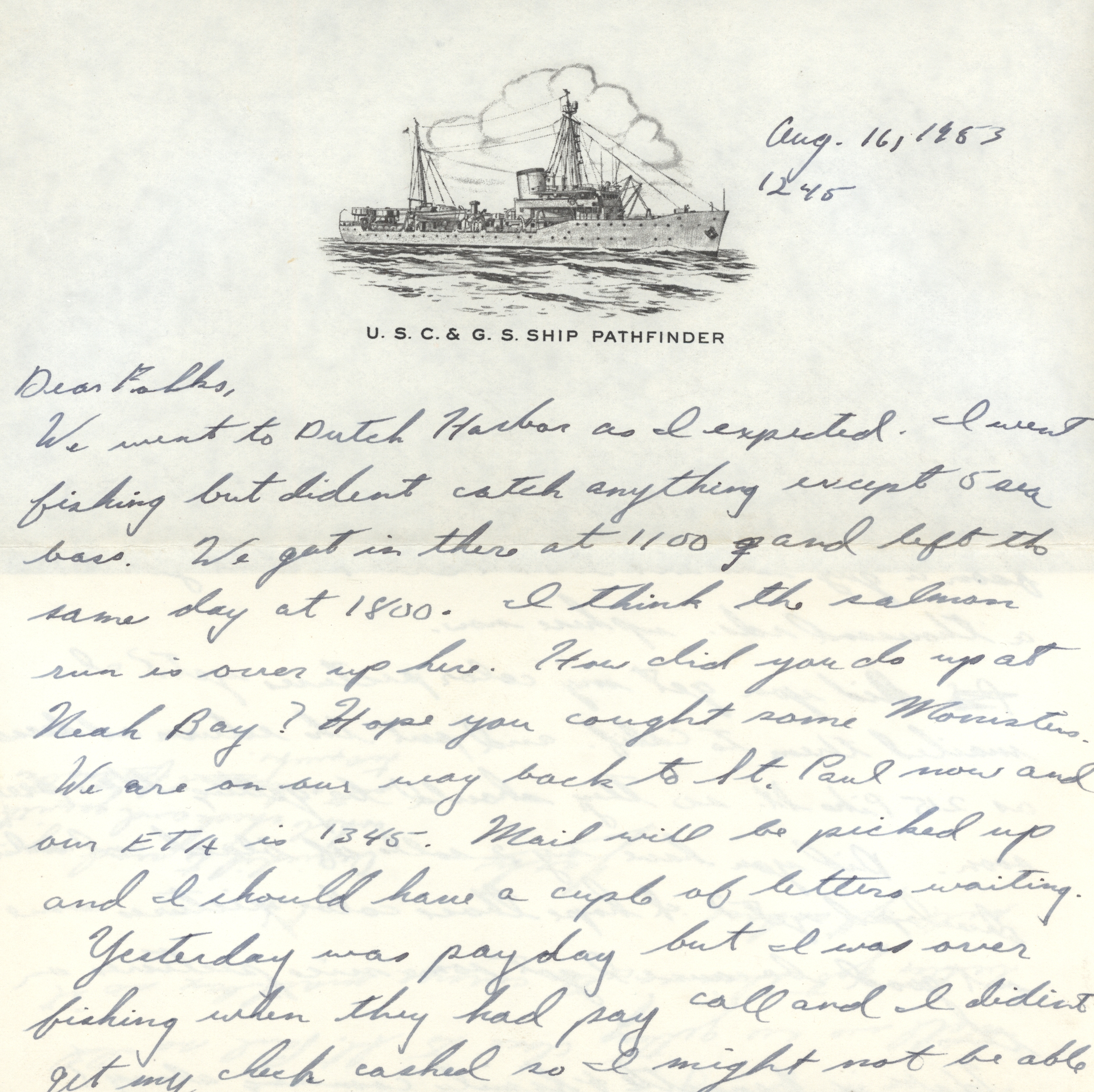 Stationary from the Coast and Geodetic Survey Ship PATHFINDER