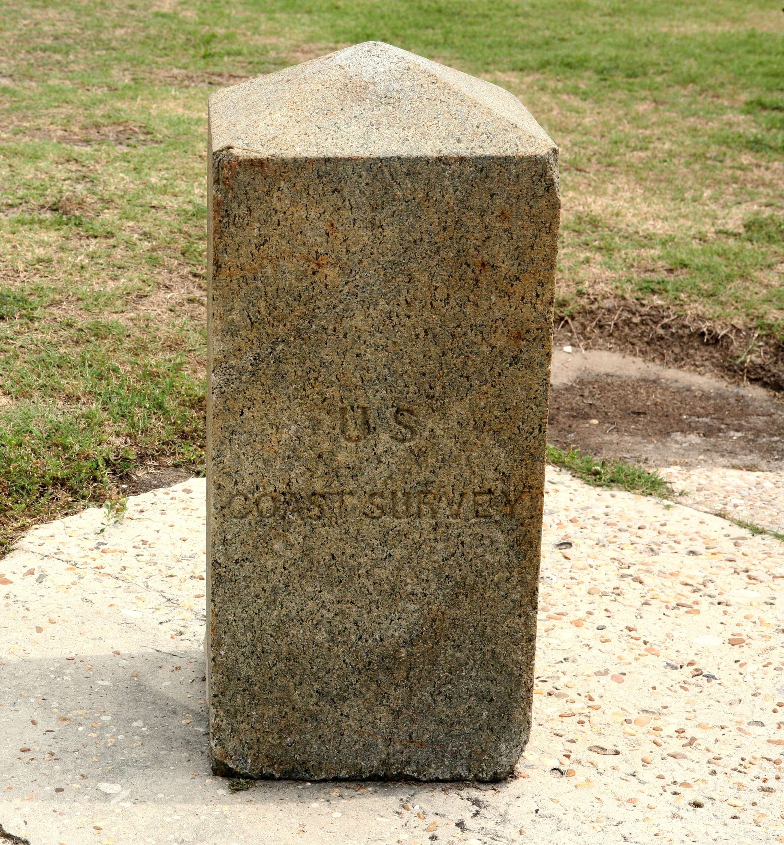 Granite obelisk used to designate one of the end points of the baseline measured by Alexander Dallas Bache on Dauphin Island in 1847