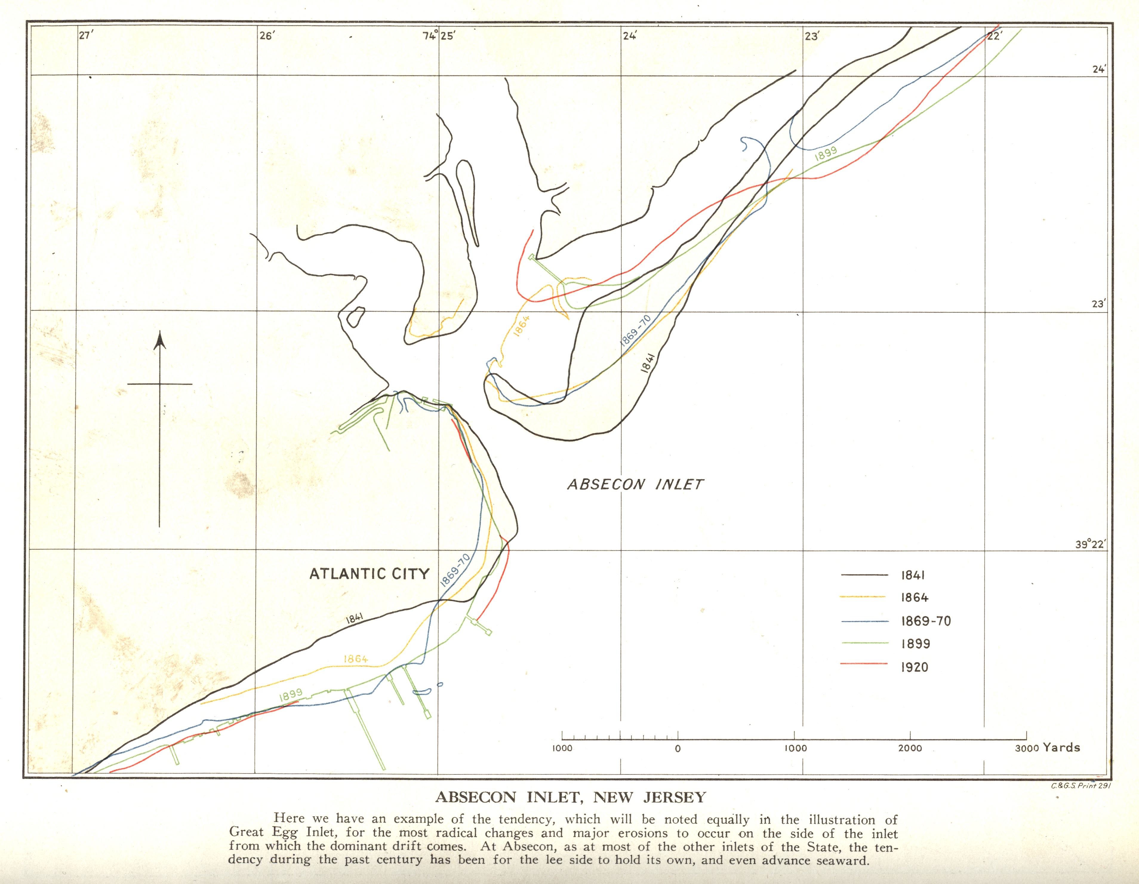 Studies of changing configurations of barrier islands through time in thevicinity of present day Atlantic City, New Jersey