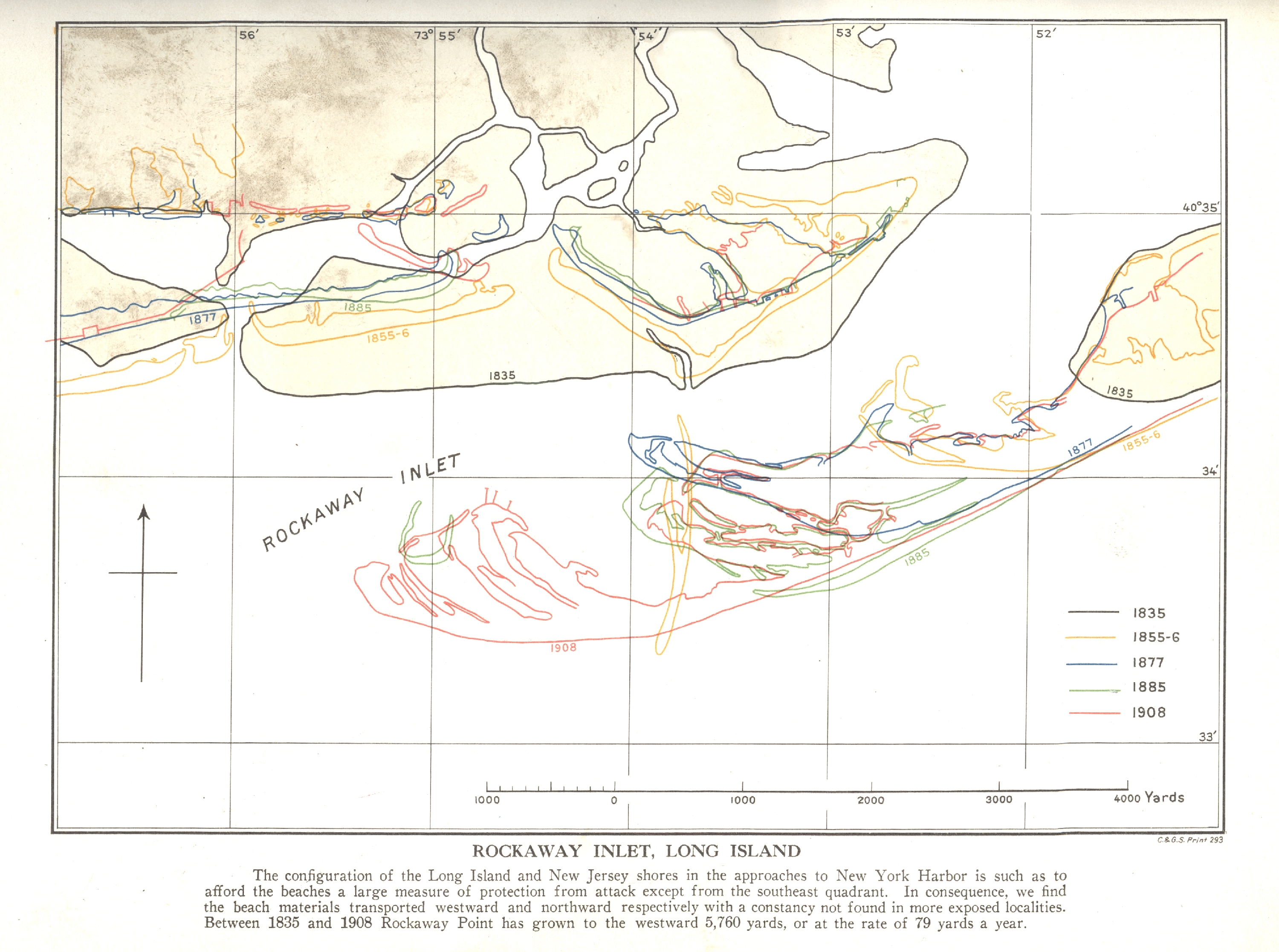 Studies of changing configurations of barrier islands through time in thevicinity of present day Rockaway Inlet, New York