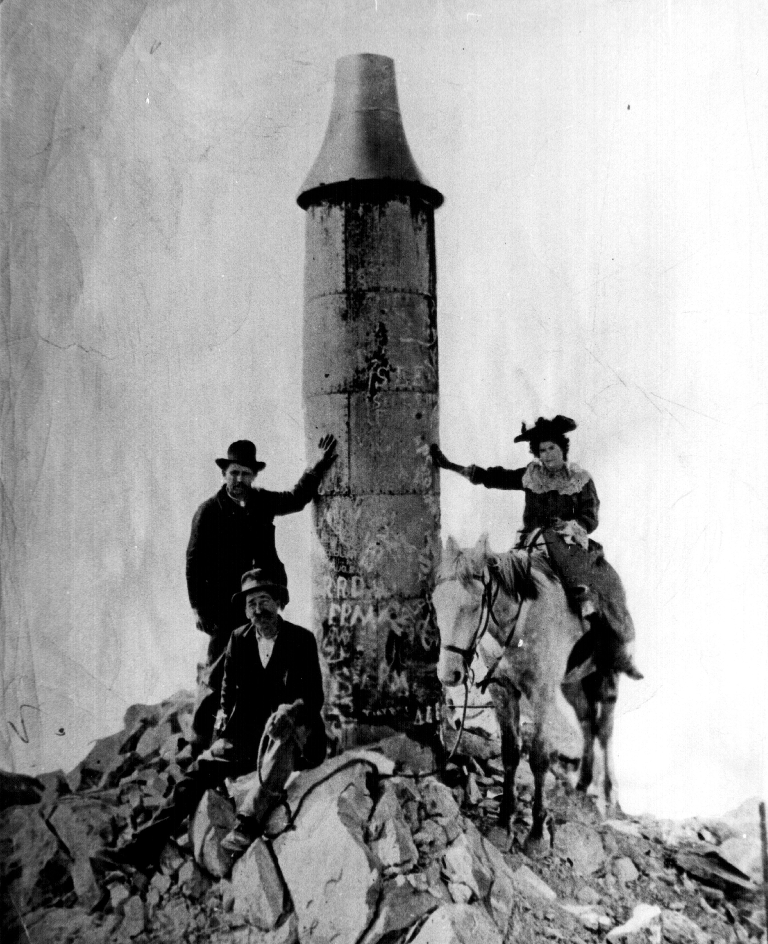 A post card showing proof that a hardy group of tourists had made it to the topof this 14,000 foot plus peak