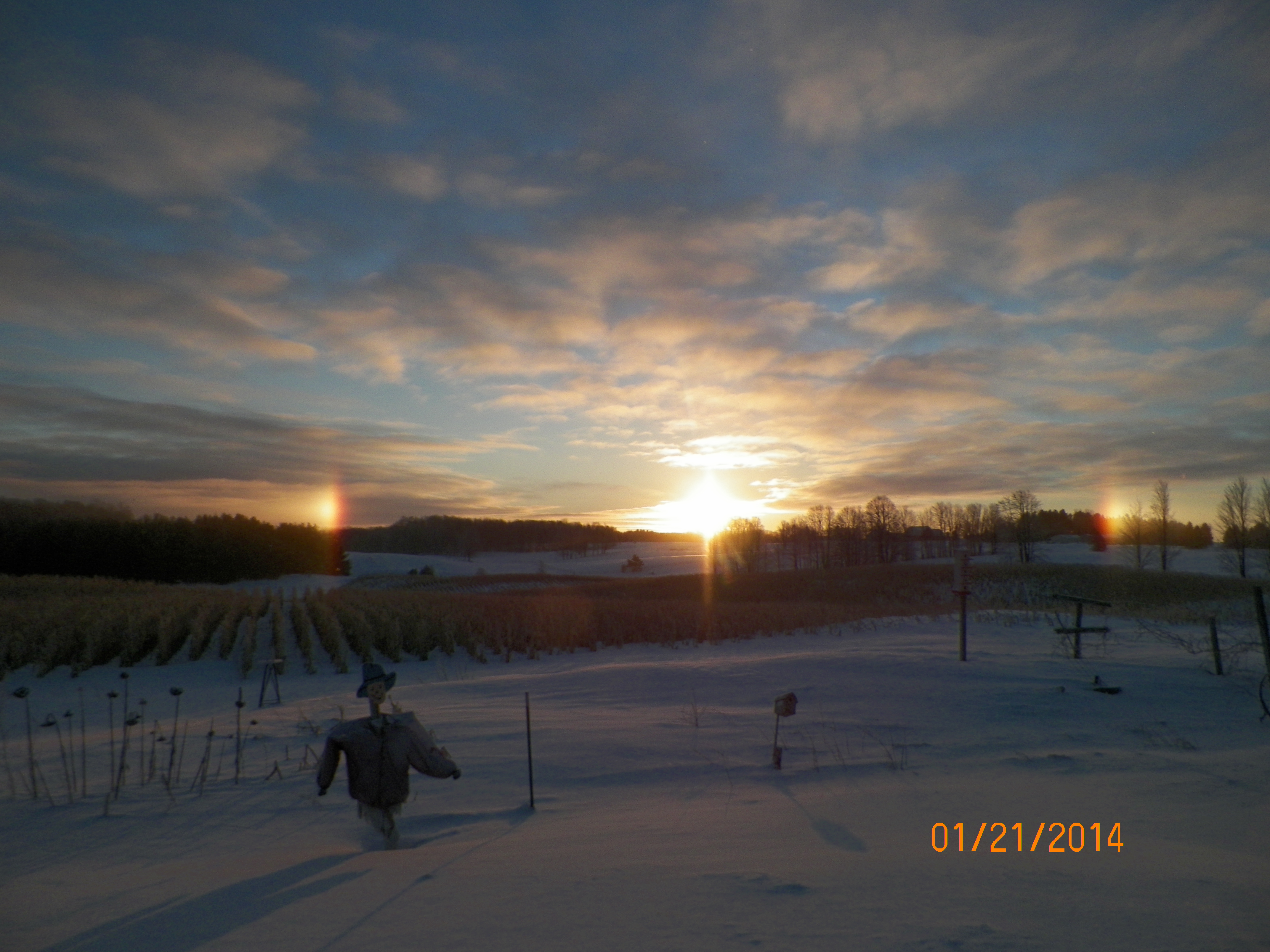 Sun dogs at sun rise
