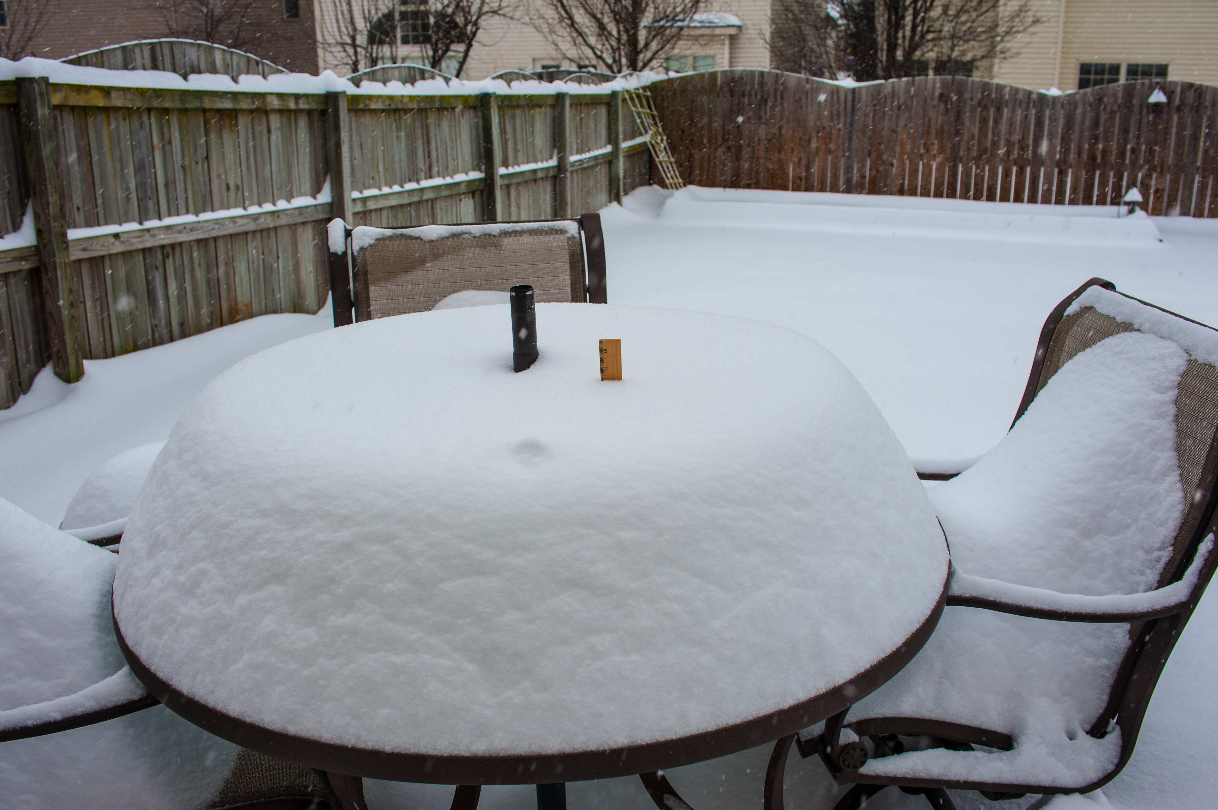 The ruler says 10 and 1/2 inches - a moderately heavy snow
