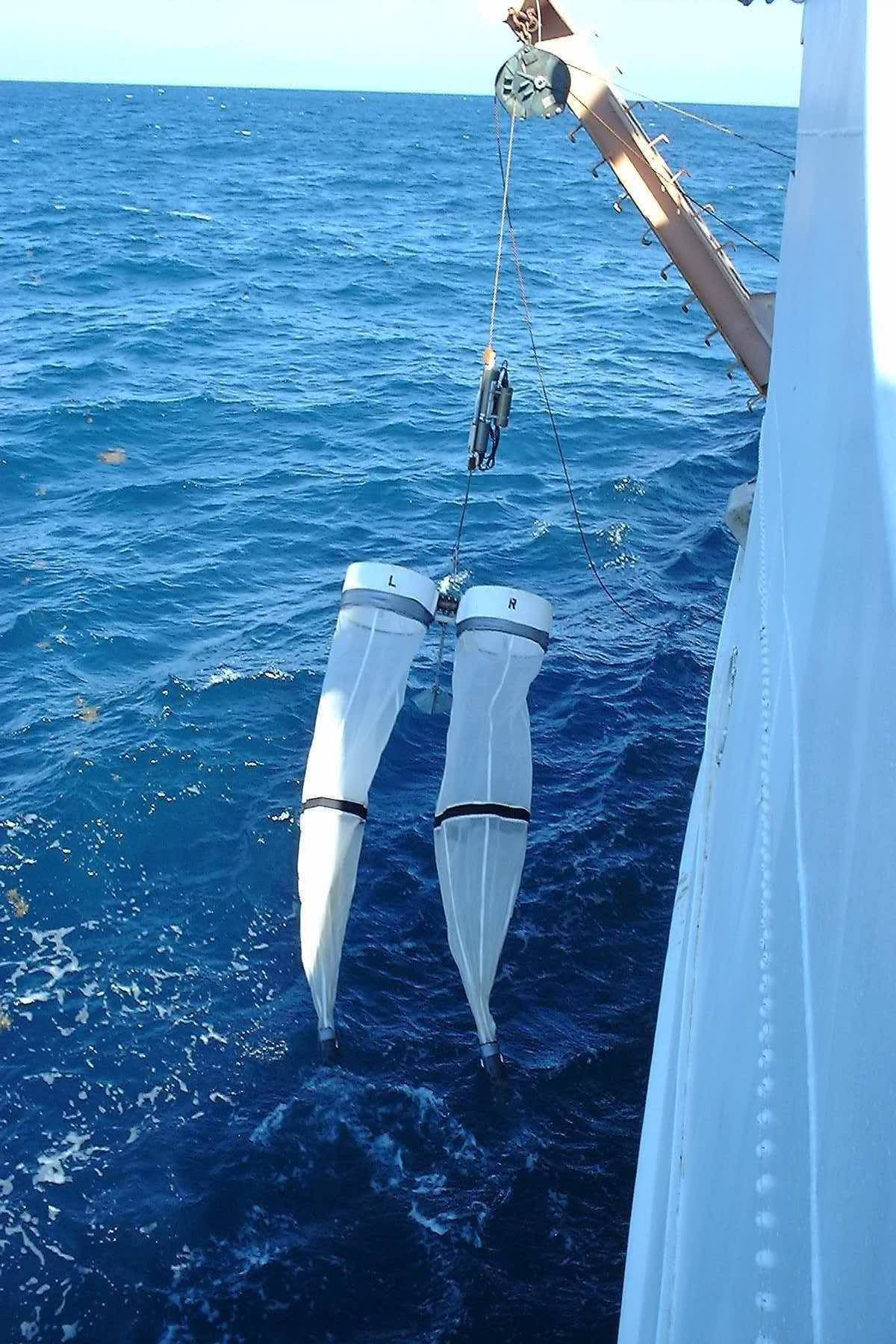 Bongo nets being deployed on NOAA Ship GORDON GUNTER