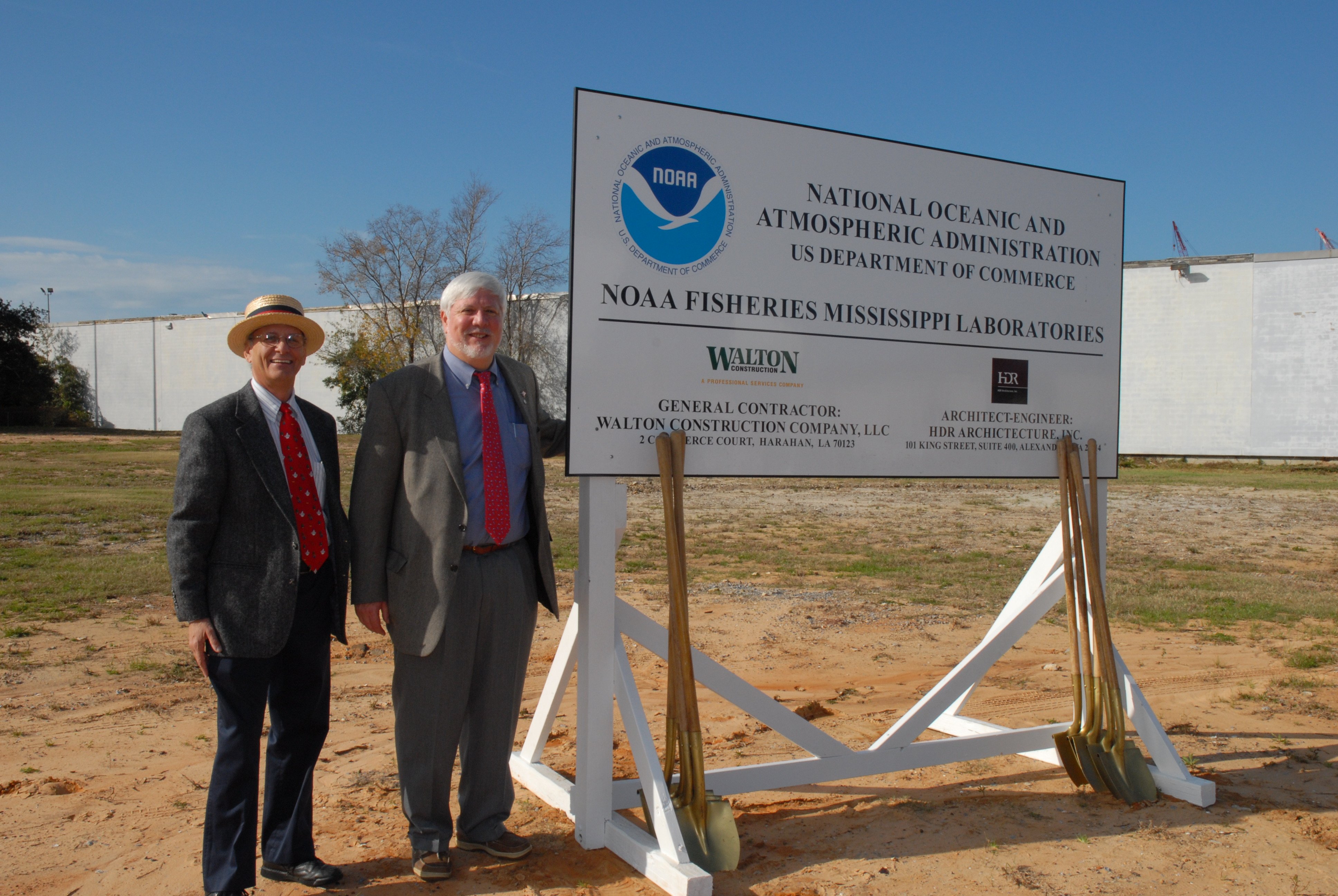 Deputy Assistant Administrator for NMFS, John Oliver, on rightat groundbreaking ceremony of new Pascagoula fisheries laboratory