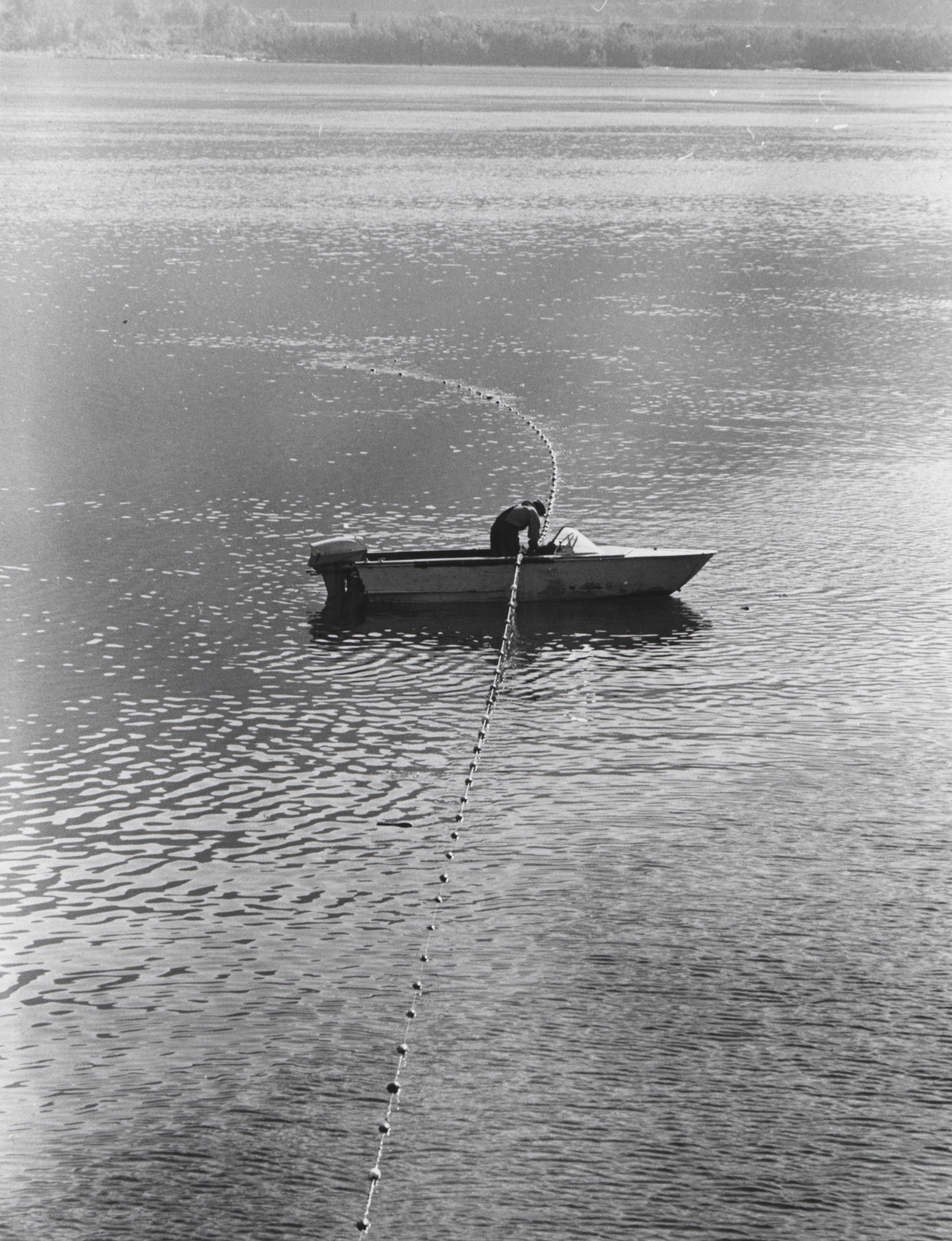 Native American gill net fishing for salmon