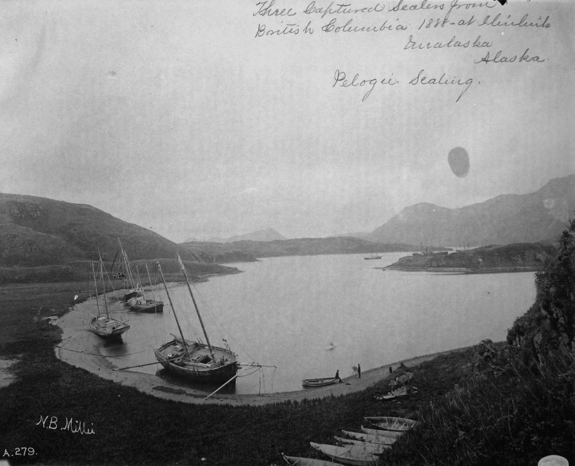 Three captured sealers from British Columbia 1888 atUnalaska, AK, pelagic sealing