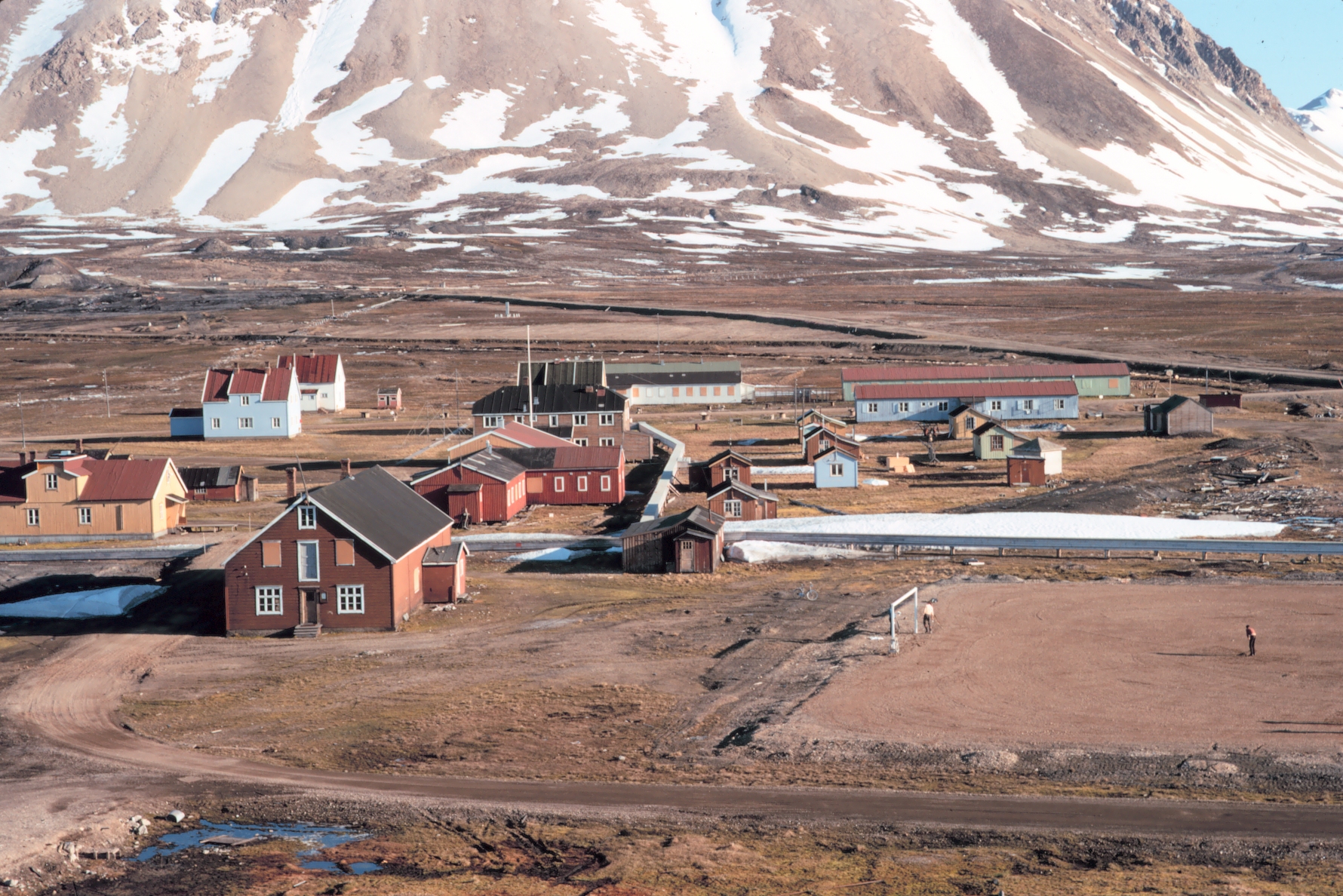 Housing and a soccer field