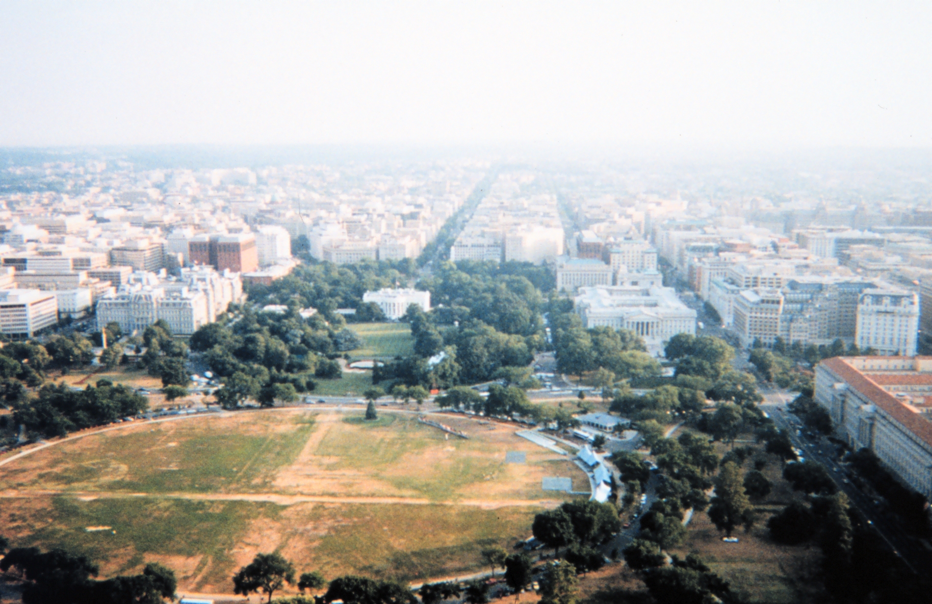 Looking north from the top of the Washington Monument during GPS surveyingoperations