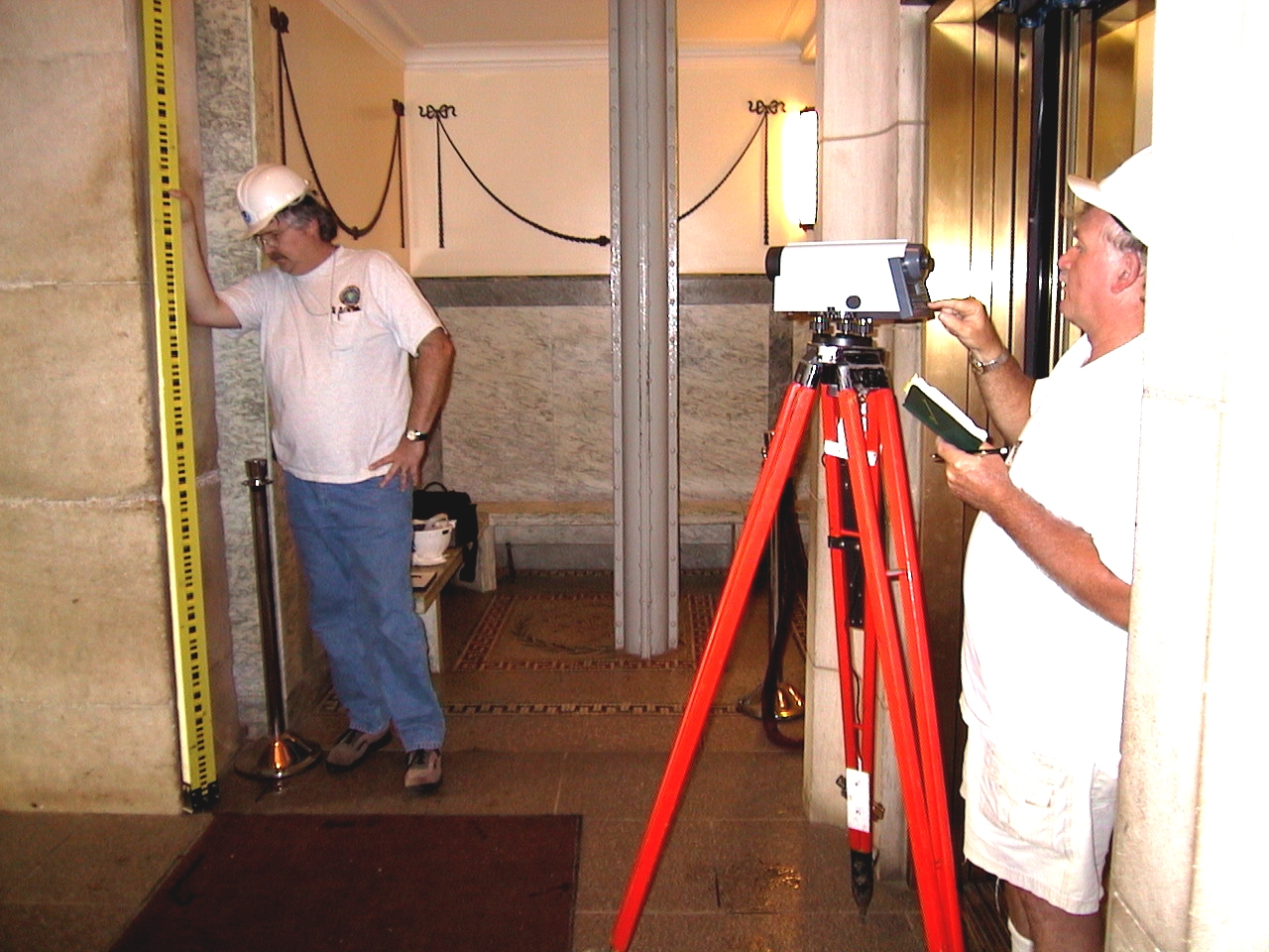 Leveling inside the Washington Monument