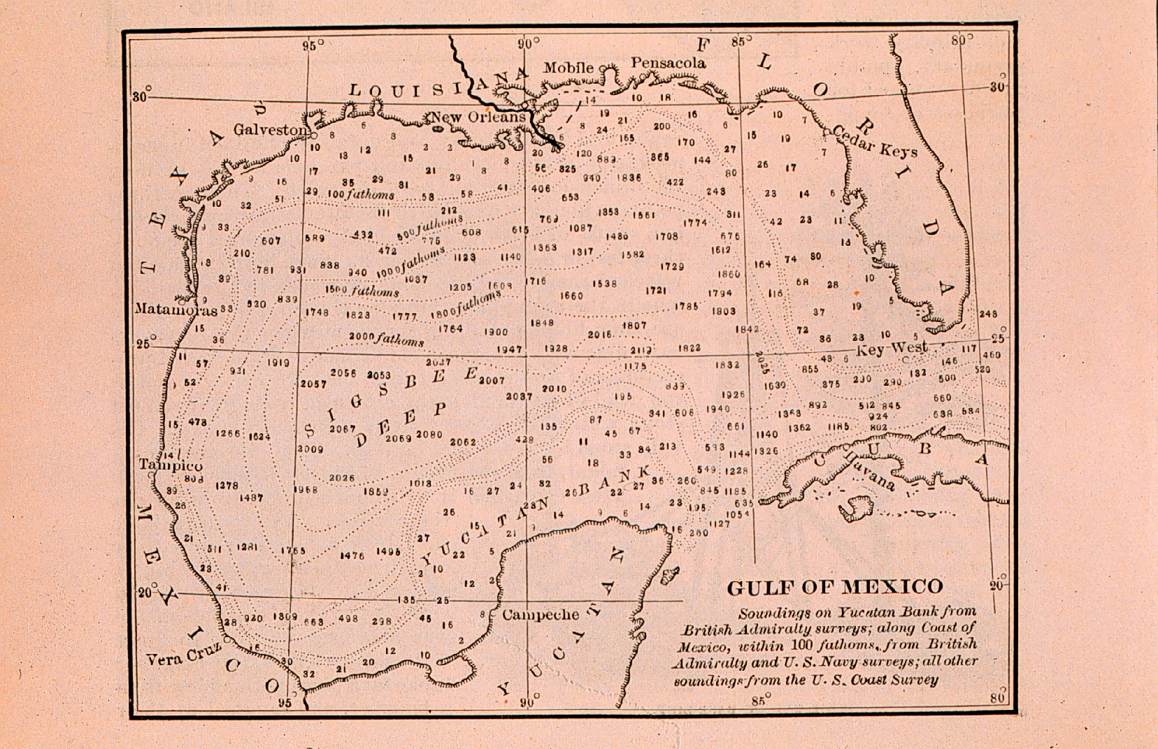 Gulf of Mexico bathymetric map ca