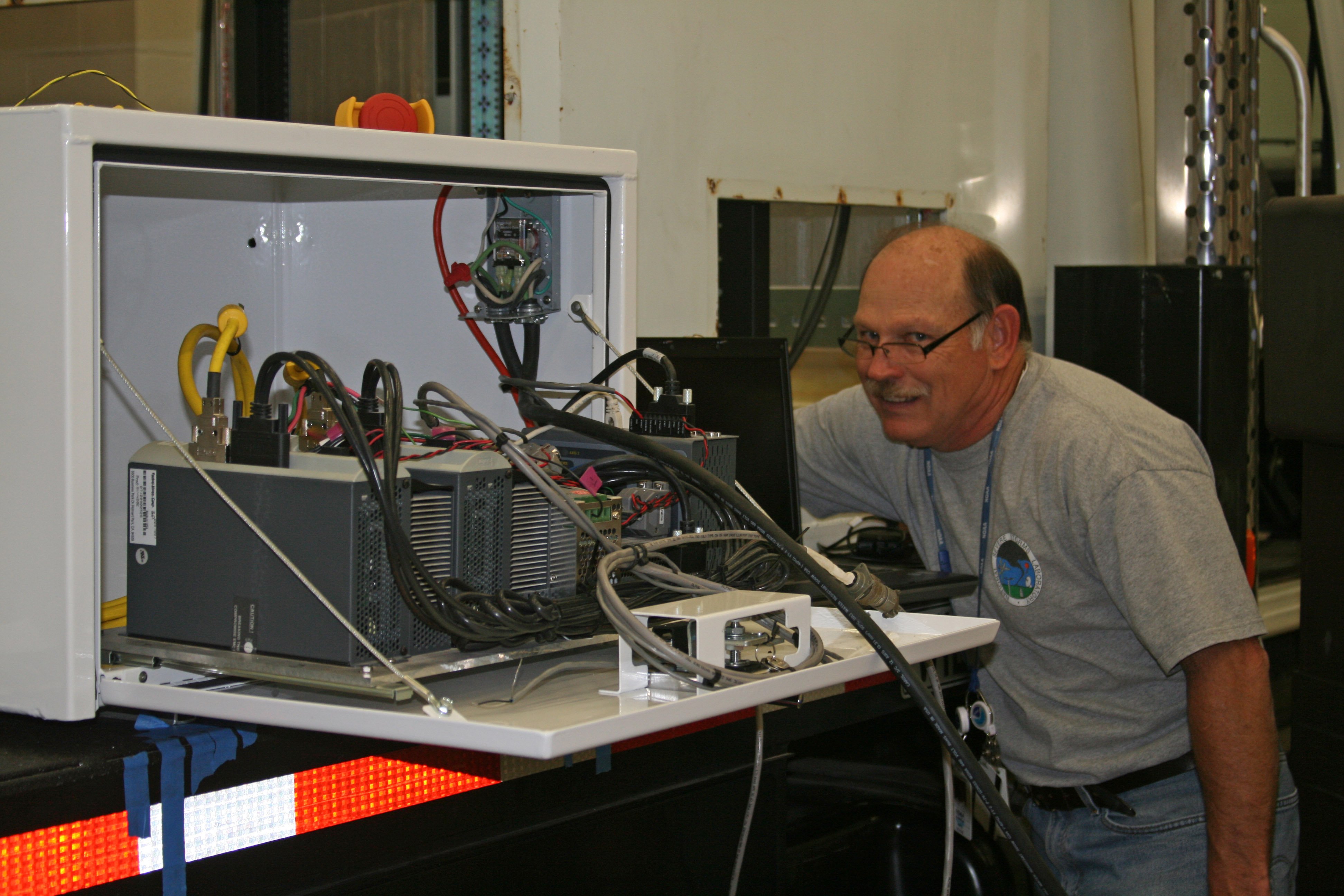 Working inside the NSSL truck bay