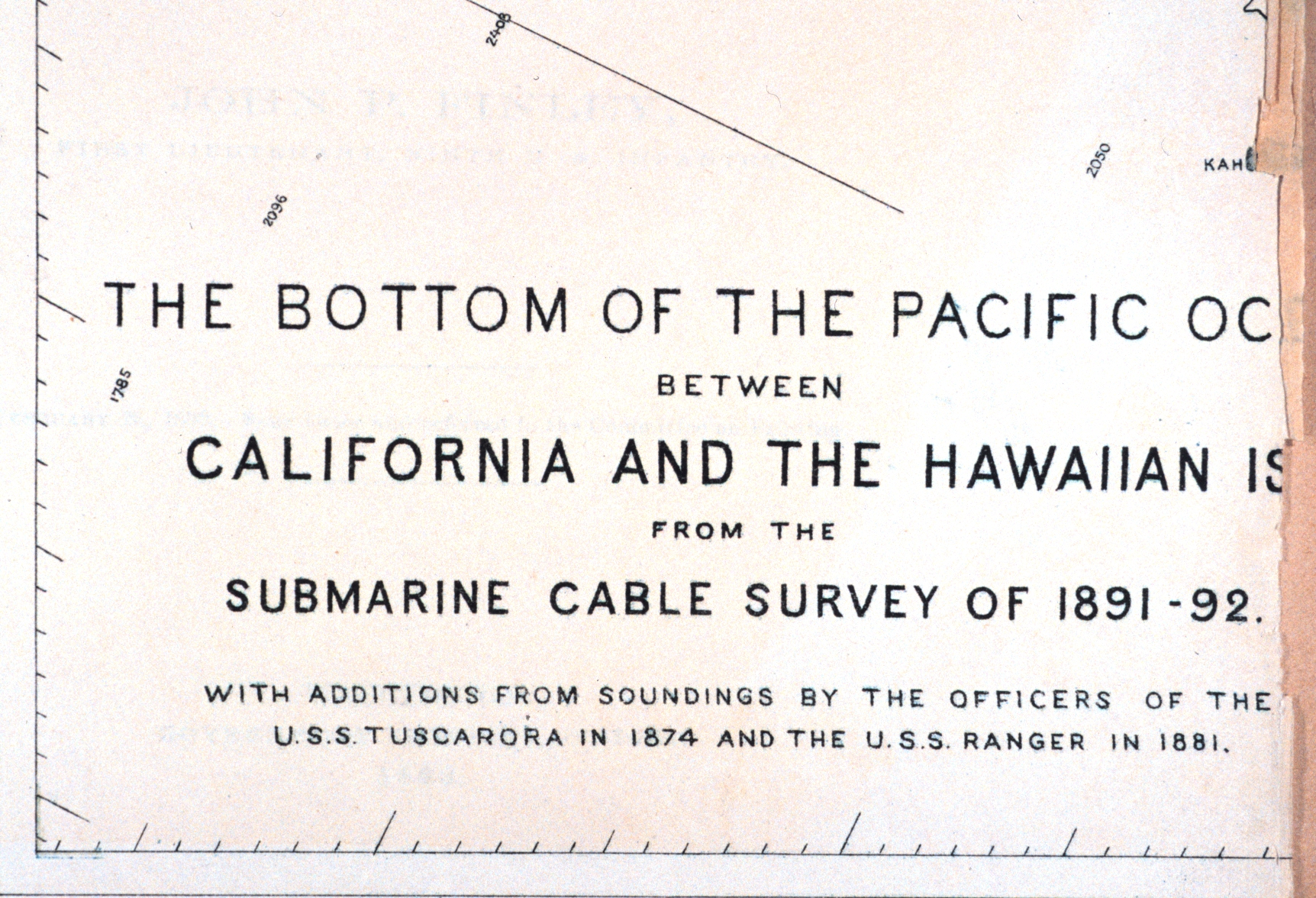Title to map published in Congressional Report depicting work of Fish Commission Steamer ALBATROSS in conducting deep sea soundings for a telegraphic cablesurvey