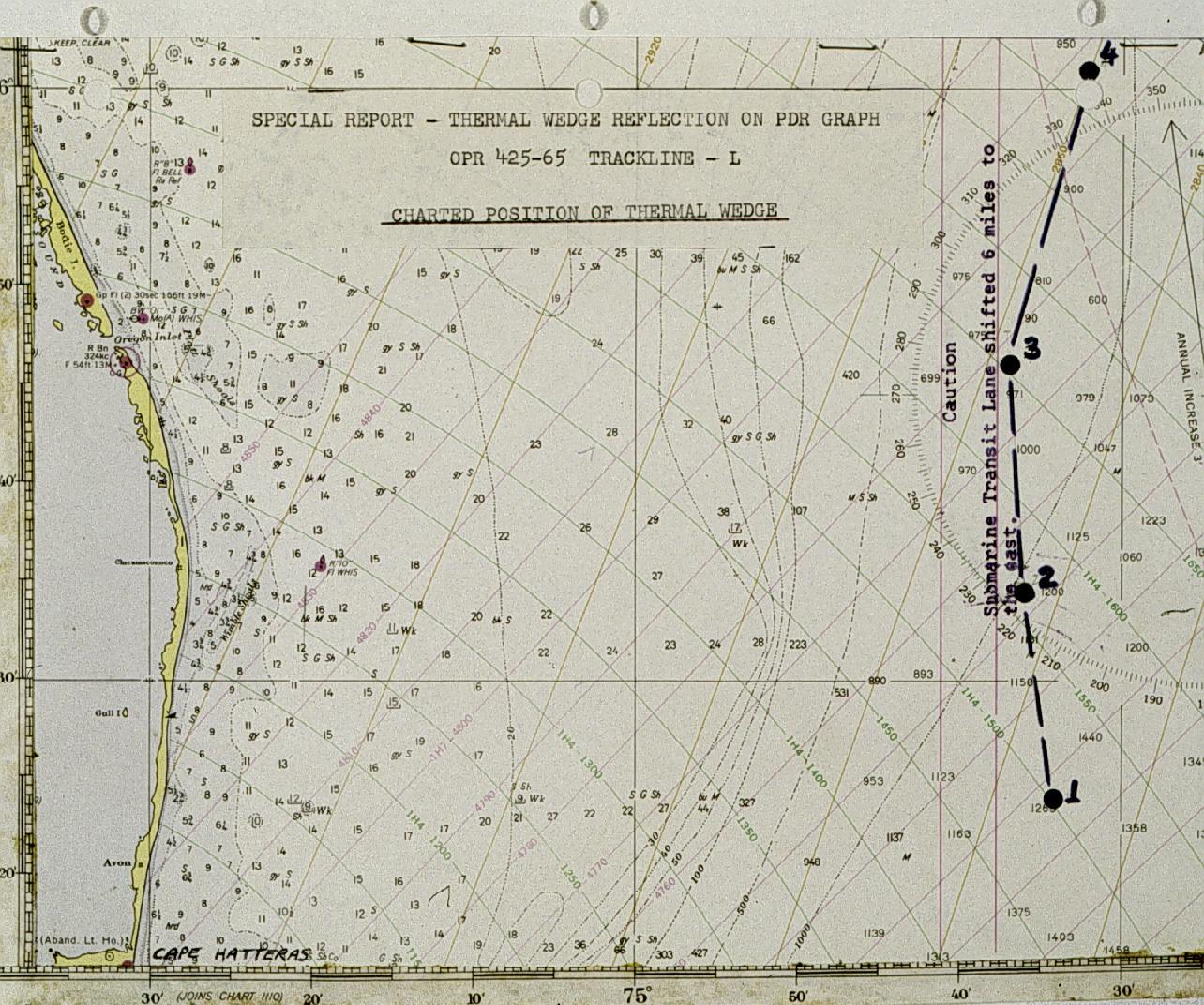 Chart showing location of Gulf Stream thermal wedge