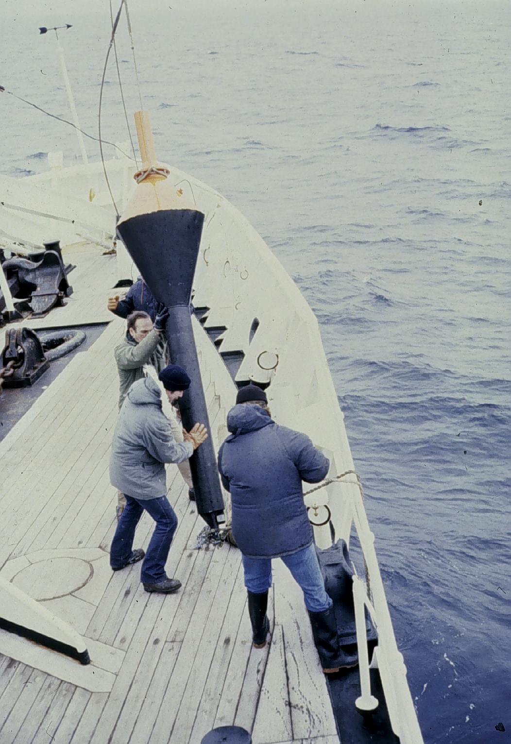 Recovering drift buoy dropped from aircraft in North Pacific