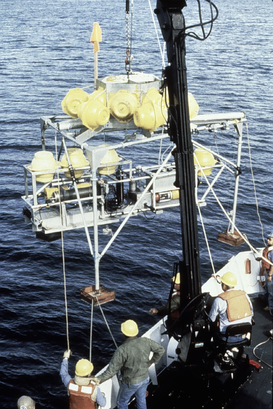 Large instrument package being deployed from DAVIDSON