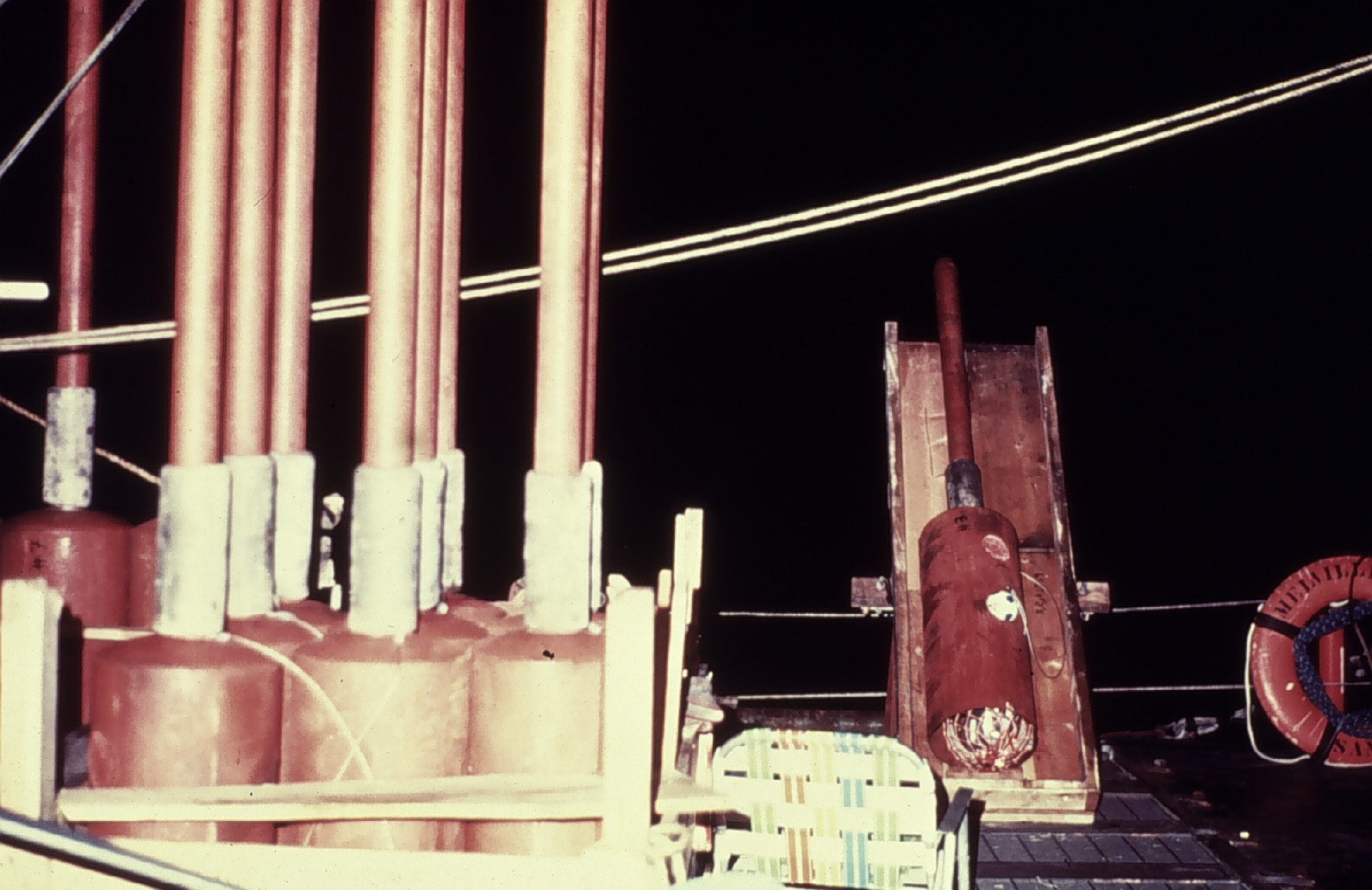 Piston corers ready for deployment on Scripps research ship MELVILLE