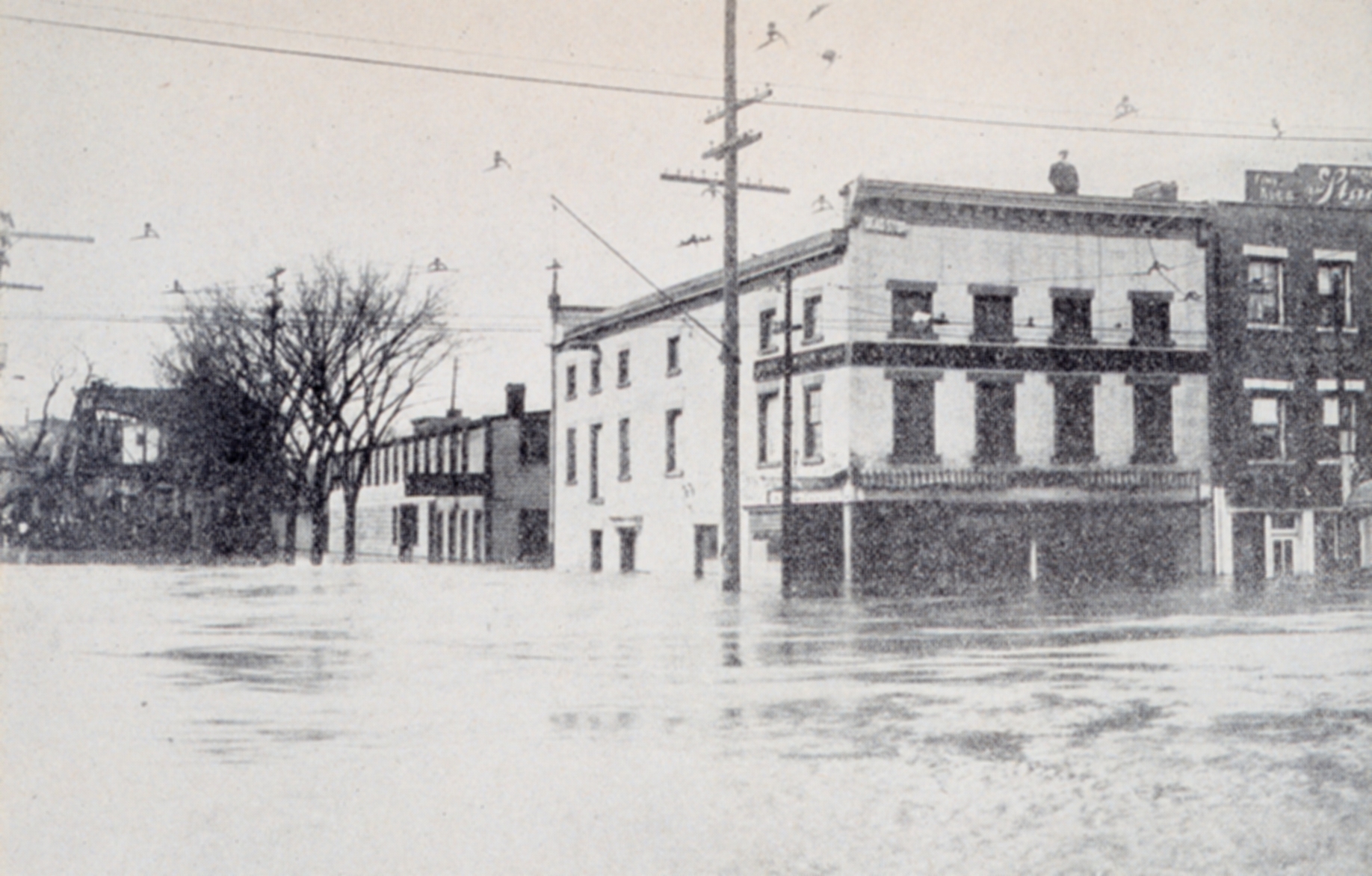 Broadway in Watervliet, New  York, under 8 feet of water
