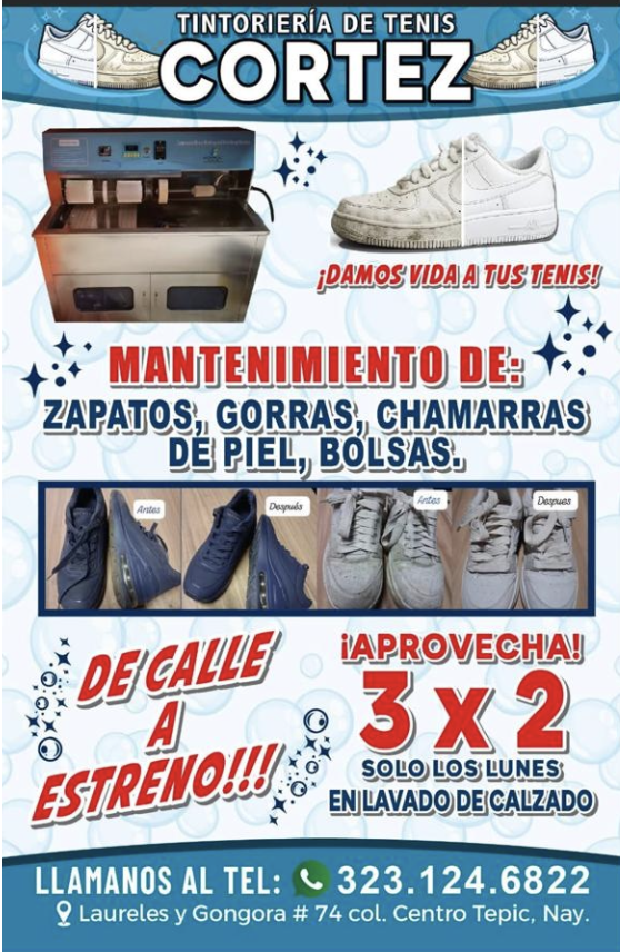Lunes 3x2 en Lavado de Calzado