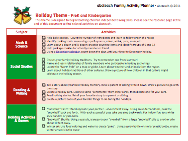 Announcing: New Holiday Activity Planner! 1