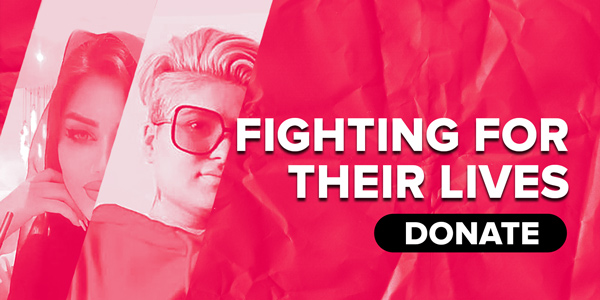A picture of Sareh and Elham and a Donate button Image Text: Fighting for their lives.
