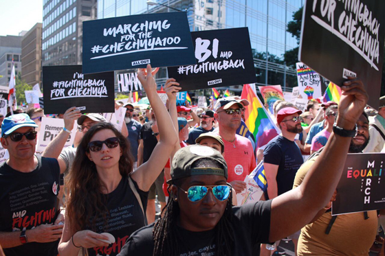 All Out members and staff marching