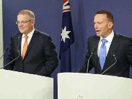 Photo of Australian politicians Scott Morrison and Tony Abbott