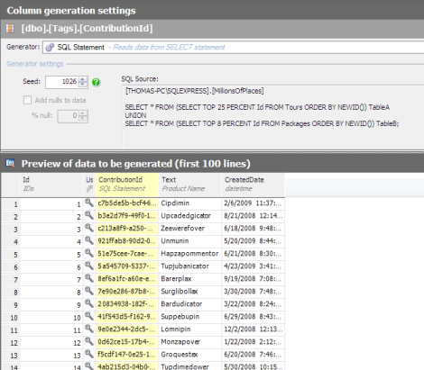 Generating Data - Using a SQL Generator