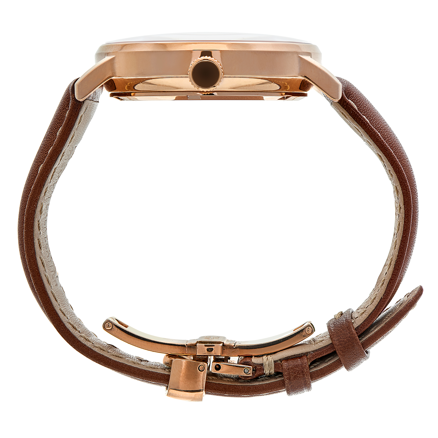 Automatic Rose Gold Watch Brown TopGrain Italian Leather Strap