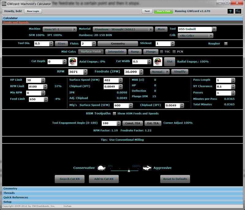 Feeds and Speeds Calculator