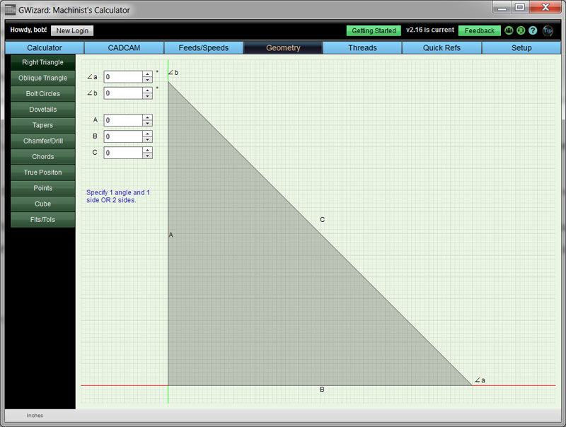 Geometry, Trig, Taper, Fits and Tolerances Calculator