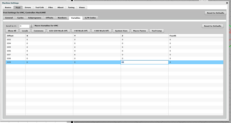 Setting up work offsets
