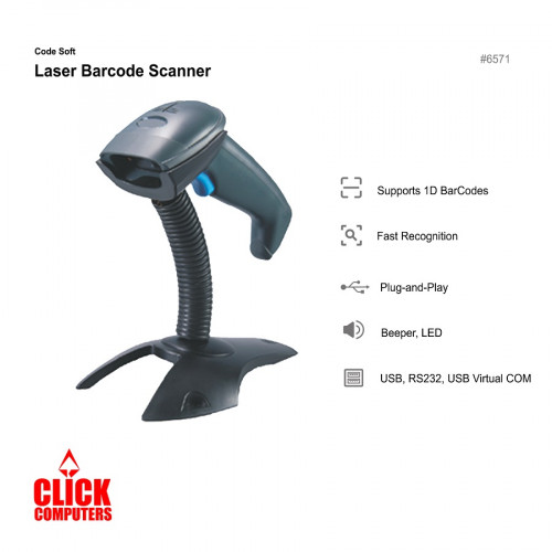 eTukuri Products Code Soft Big Laser Barcode Scanner BC301