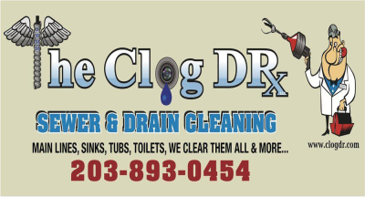 Clog Dr. Sewer and Drain Cleaning Logo