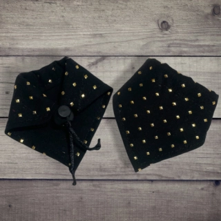 bandana, black and gold print