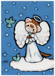 Angel Ferret Art Print - From Original Artwork - by Shelly Mundel