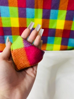 Handmade, Rainbow checker bandana. Fleece+Adjustable. Handmade in the US. Can be used for other small pets, like Kittens, ect.