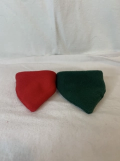 Handmade, Green, Red Ferret Bandana.  Fleece+Adjustable Band. Handmade in the US. Can be used for other small pets, like Kittens, ect.