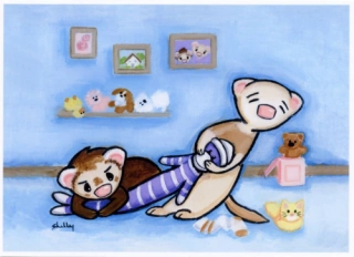 Ferret Art Print from Original Painting - by Shelly Mundel