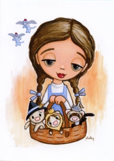 Dorothy Wizard of Oz - Ferret Art Print from Original Painting - by Shelly Mundel