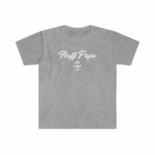 Fluff Papa Softstyle Printed Tee, Round Neck Short Sleeve T-Shirt for Ferret Lover, Gift Idea for Ferret Dad, Graphic Sleeveless Tees