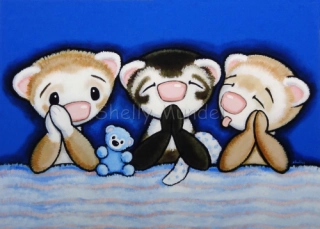 Praying Ferrets - Ferret Art Print - by Shelly Mundel