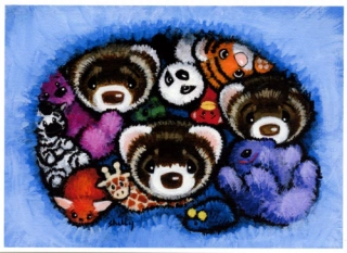 Hidey Hole Ferrets - Ferret Art Print from Original Painting - by Shelly Mundel