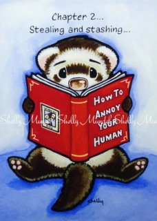 Annoy The Human 2 - Ferret Art Print - by Shelly Mundel